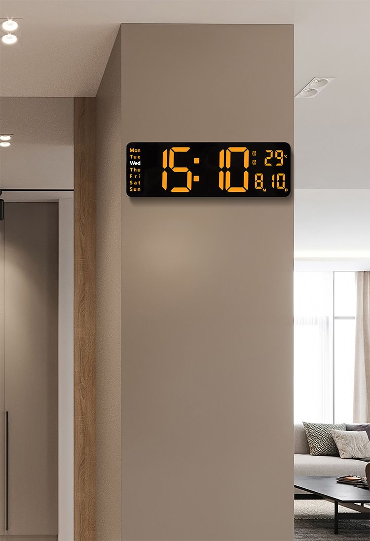 13 Inch Wall/Table Dual Use Digital LED Clock With Large Display, Multiple Alarms & Modern Color Options – Stylish Home/Office Decor"_voghion.com