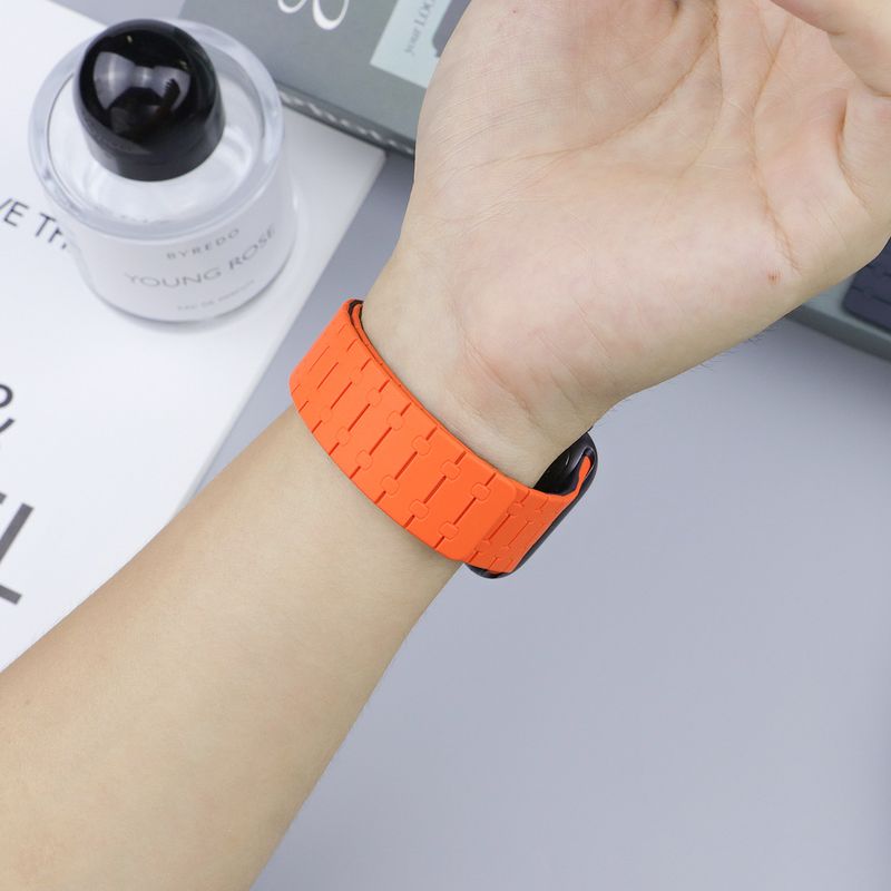 Ισχύει για AppleWatch Applewatch 987654 Iwatch Ultra Μαγνητικό λουράκι σιλικόνης με αντίθεση χρώματος_voghion.com