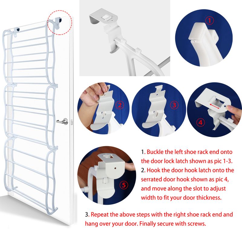 36 Pairs Over-The-Door Shoe Rack 12 Layers Wall Hanging Closet Shoe Organizer Storage Stand Requires Screwing Holes In The Door_voghion.com