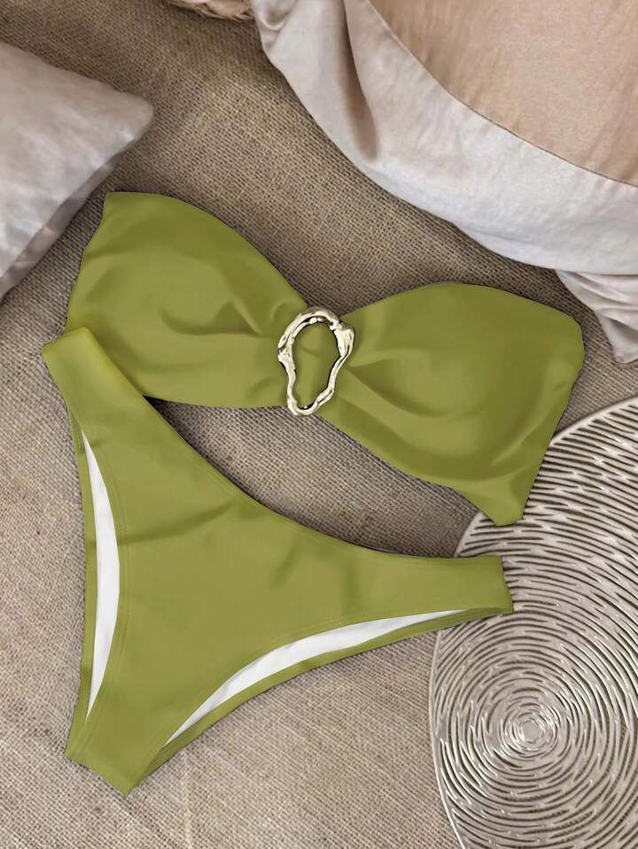 Novo biquíni sexy de cor sólida, sem alças, dividido, maiô feminino, 2024_voghion.com