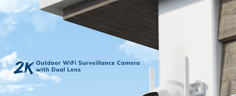 Dual Lens Security Camera Outdoor, 2.5K/6MP WiFi Outdoor Cameras for Home Security with Auto Tracking, Human Detection, 30m Color Night Vision_voghion.com