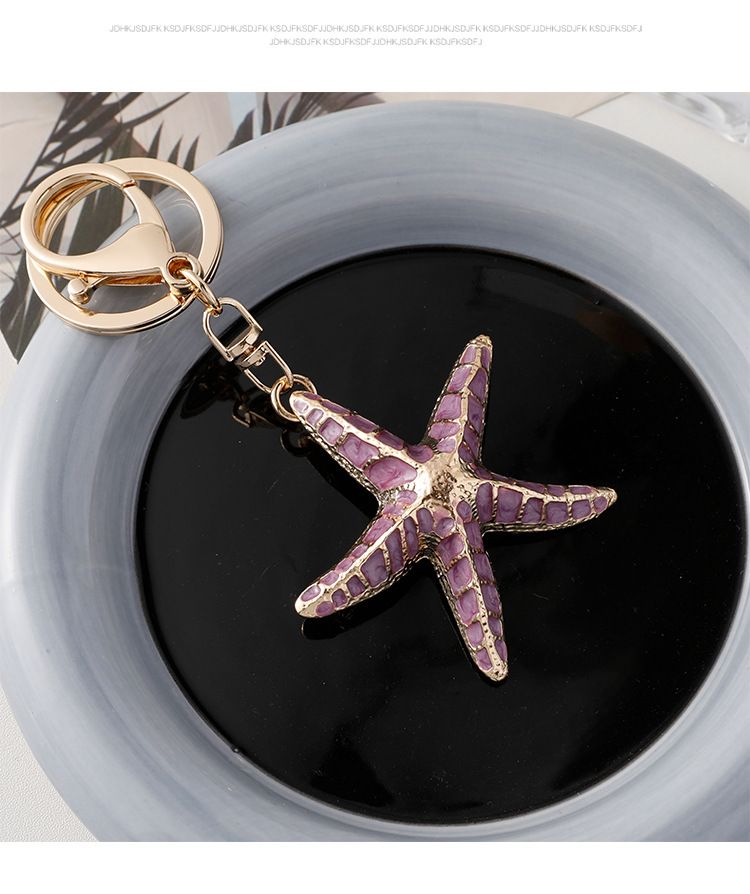 Creative Starfish Shell Metal Keychain Ocean Series Key Chain Car Bag Pendant Small Gift_voghion.com
