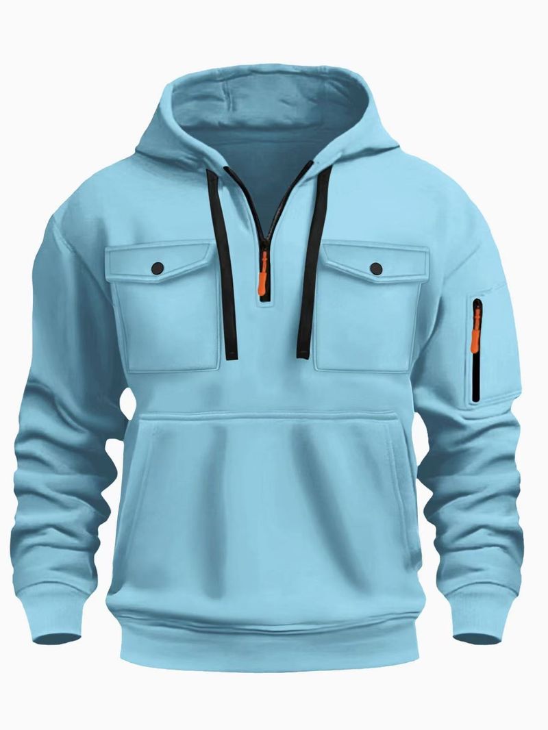Felpa da uomo autunnali e invernali con cappuccio, multitasche, a maniche lunghe, giacca in velluto, casual, sportiva_voghion.com
