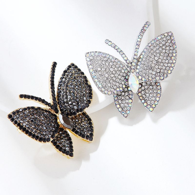 Lanhao versão coreana de luxo retro animal jóias corsage pin cinza e preto borboleta broche acessórios para roupas de casamento_voghion.com