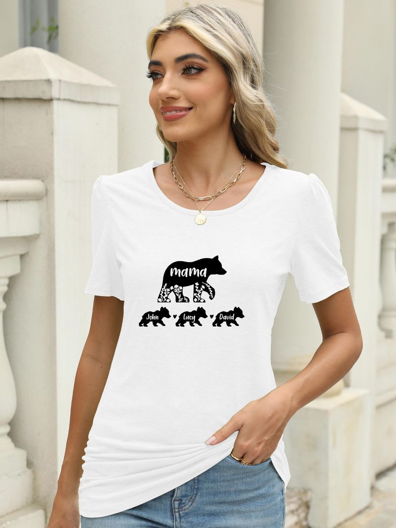 T-shirts imprimés à manches chauve-souris et col rond pour femme_voghion.com