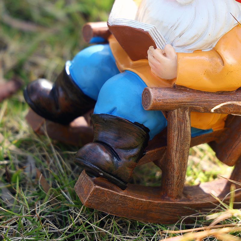 New Recliner Reading Floor Figurine Home Decor Gnome Dwarf Garden Statue Decoration Resin Craft_voghion.com