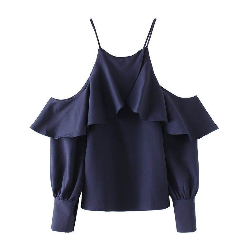 Îmbrăcăminte pentru femei, cămașă cu mânecă lungă, cu bretele, roz și alb, stil Lin Qian, de același fel_voghion.com