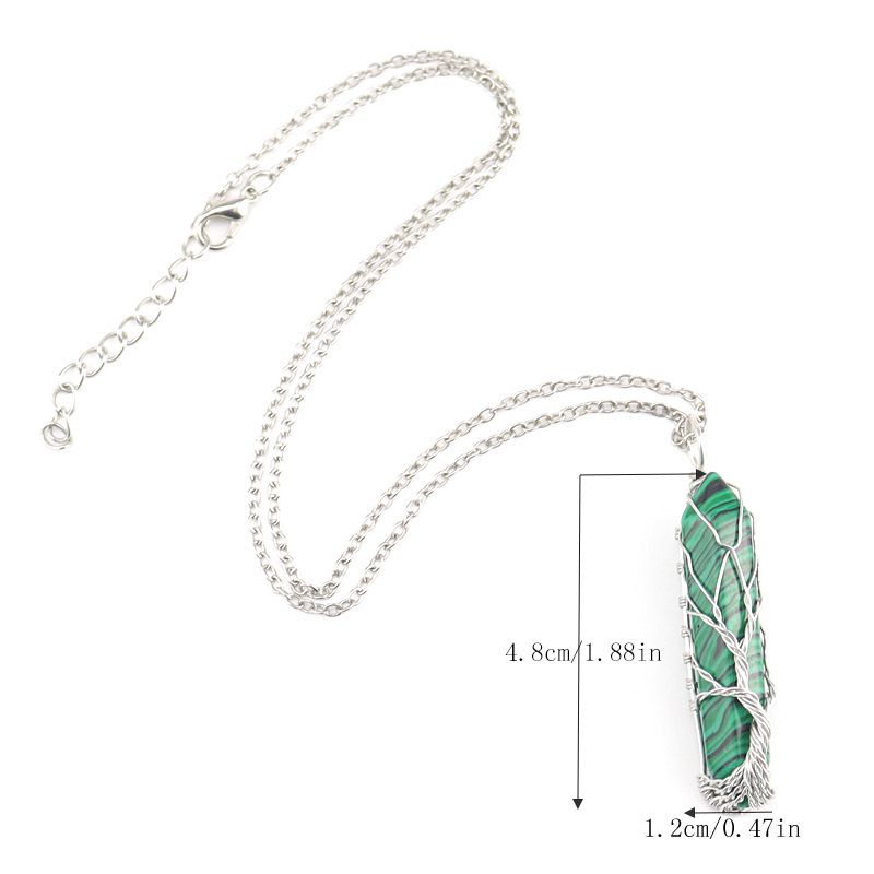 Handcrafted Tree Of Life Pendant Necklace With Natural Crystal Prisms - Elegant Boho Jewelry For Women (Multiple Stone Options Available)_voghion.com