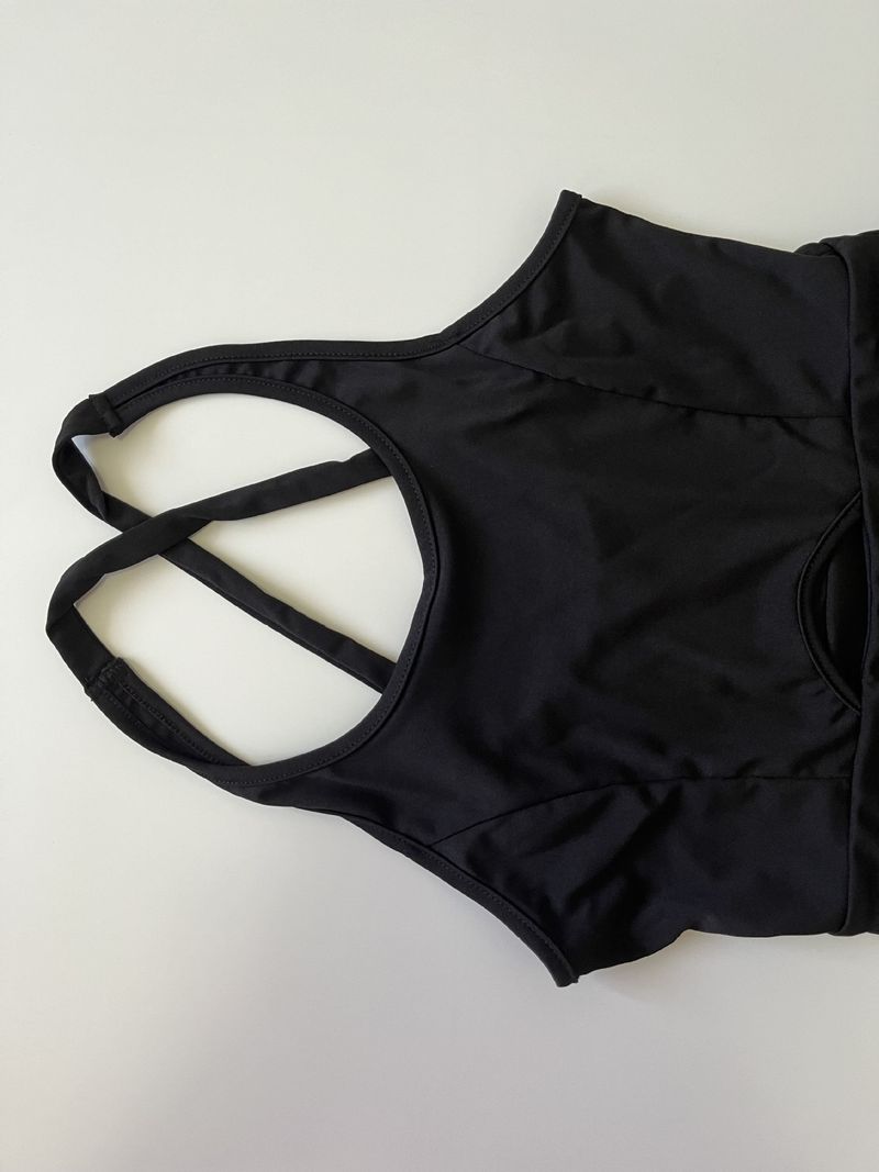 Tweedelige Illusion U-hals afslankende modieuze tanktop met aansluitende shorts, effen kleur, open rug, uitgeholde strakke romper voor dames_voghion.com