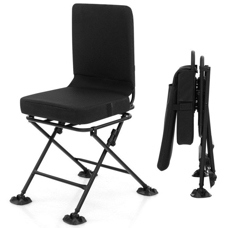 Swivel Folding Chair with Backrest and Padded Cushion_voghion.com
