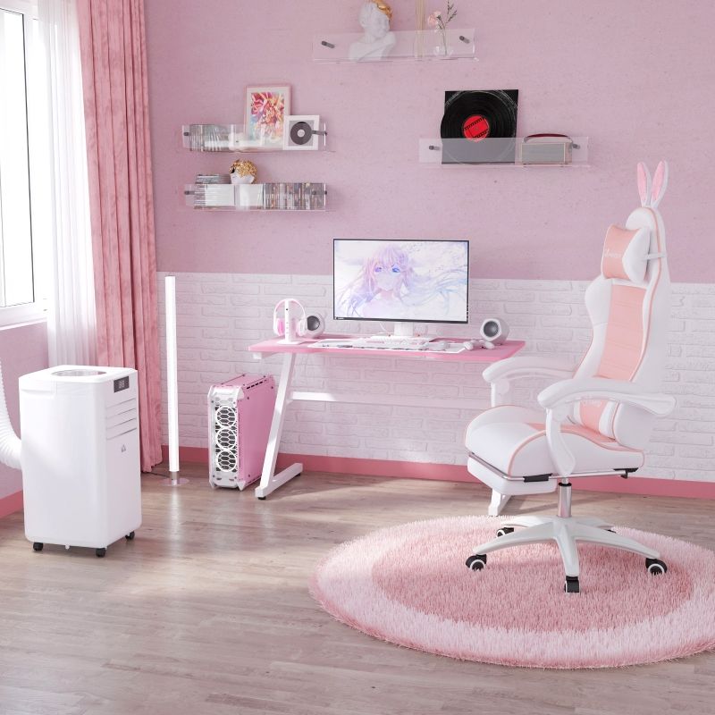 Chaise de jeu Vinsetto avec support lombaire, repose-pieds et appui-tête – Chaise ergonomique rose pour gamer, réglable en hauteur et inclinable, idéale pour le bureau et les jeux vidéo._voghion.com