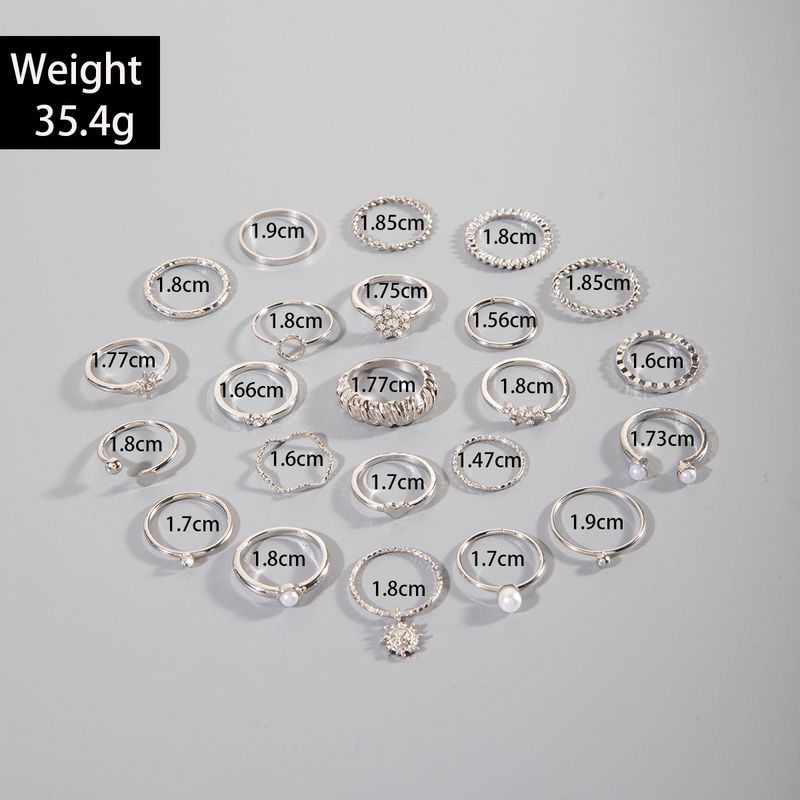 Ins Niche Joint Stacking Rings Creative Diamond-Encrusted Geometric Heart New Pearl Ring Set For Women_voghion.com