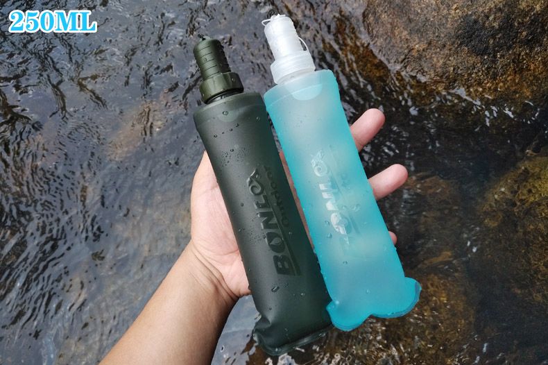 TPU Food Grade Tragbare Weiche Flasche Outdoor Sport Taille Radfahren Laufen Silikon Auslauf Reise Klapp Wasser Tasche_voghion.com