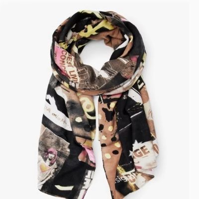 Sciarpa in cashmere imitazione autunno inverno da donna con doppia lettera C, jacquard, calda e spessa, a doppio scopo_voghion.com