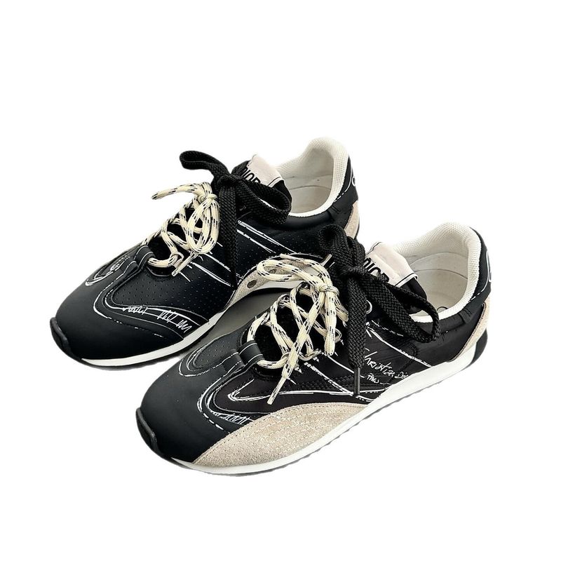Top Version Signature D Brand Spring 25 New Genuine Leather Lace-Up Casual German Training Sketch Color-Blocking Sports_voghion.com