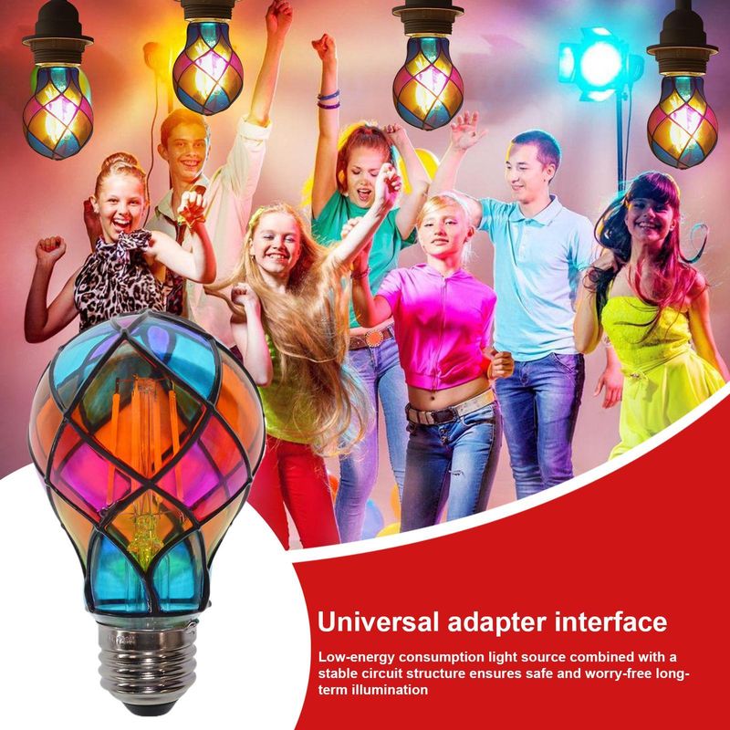 Lampadina LED in vetro colorato E26 4W 120V Lampadina LED colorata Illuminazione romantica per decorazioni per feste di Halloween e Natale Lampada da comodino_voghion.com