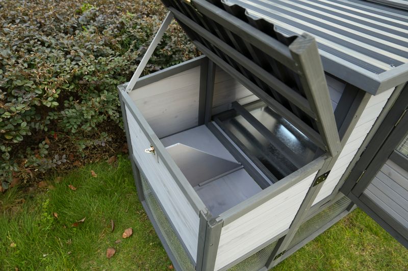 79"Large Chicken Coop With Upgraded Perches, Wooden Outdoor Chicken Cage With Large Nesting Box, Weatherproof Open Asphalt Roof &Removable Bottom, Duck House, Rabbit Hutch_voghion.com