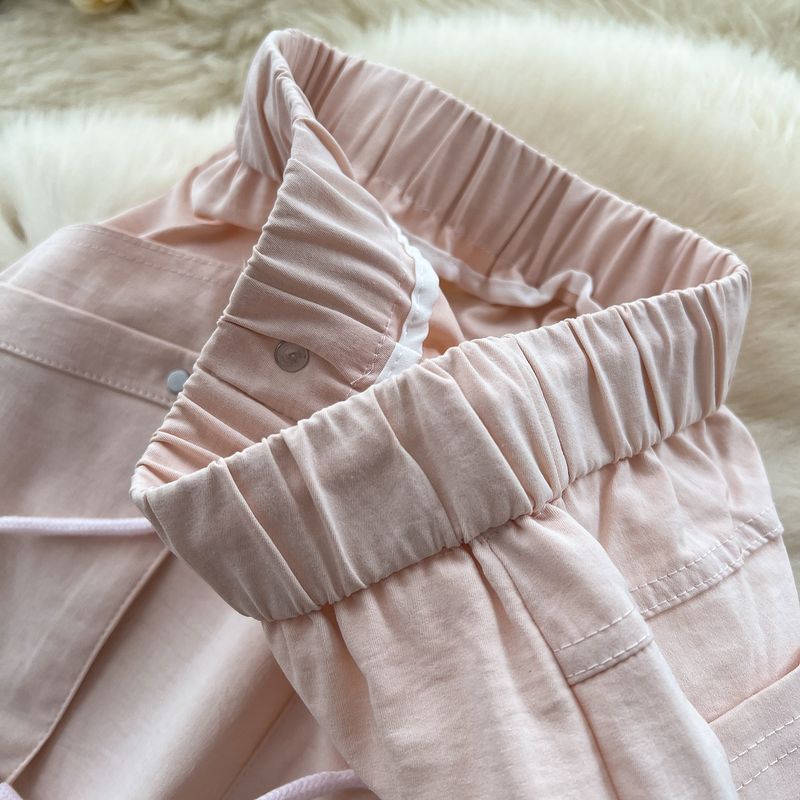Women's Cargo Jogger Pants High Waist Drawstring Wide Leg Casual Trousers With Pockets Summer Loose Fit Workwear Style Polyester"_voghion.com