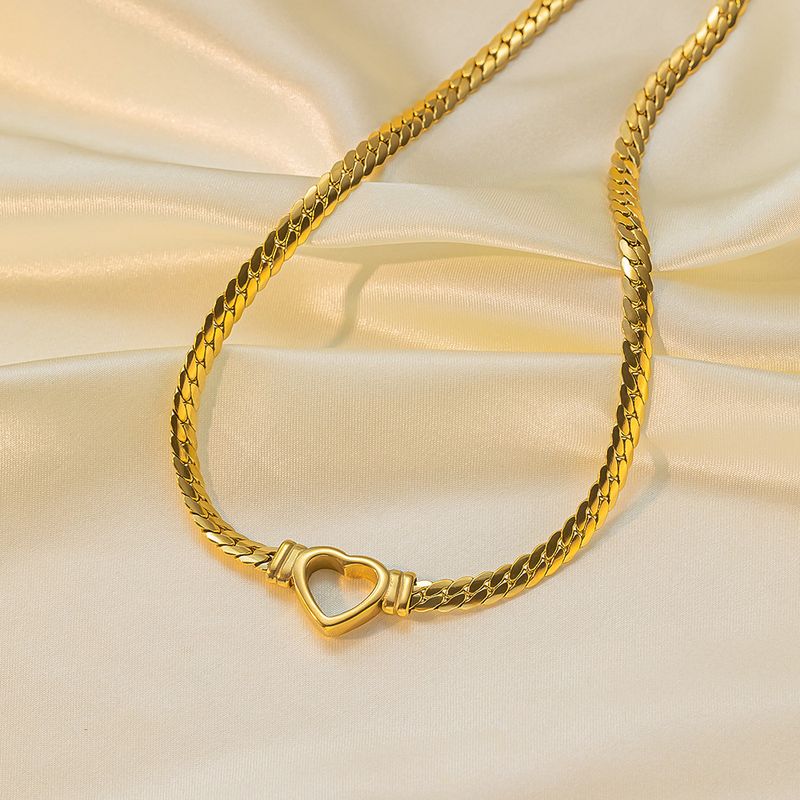 Personalized Heart For Women Trendy Fashion Titanium Steel Non-Fading Collarbone Chain New Gold-Plated Cuban Necklace_voghion.com