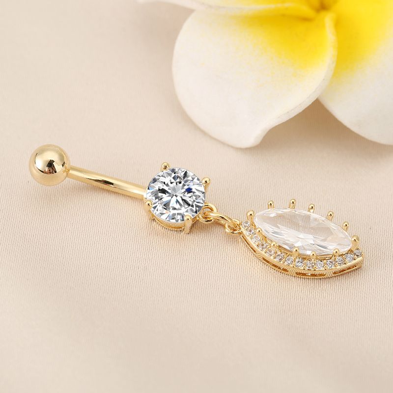 Piercing per ombelico con ciondolo di diamanti - Gioielli per il corpo in acciaio inossidabile con micro zirconi intarsiati_voghion.com