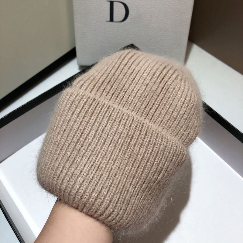 Verdickte Gramm Gewiicht Kanéngchenpelz gestrickte Mütz modesch an einfach einfarweg mëll waachseg waarm Wollmütz Fraen_voghion.com