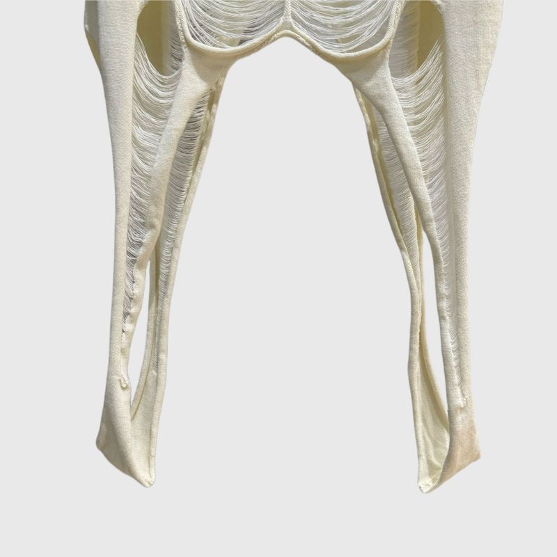 meisje SUBHUMAN | Hollow Out onregelmatig gebreid dames niche-ontwerp Spicy Girl doorschijnende mouwloze dunne top_voghion.com