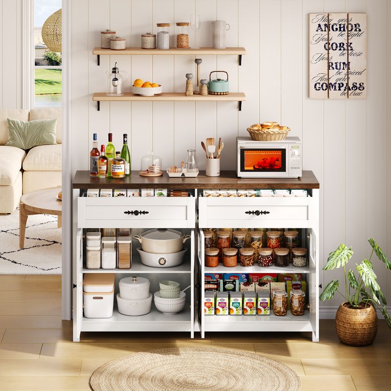 Credenza Weiß 140cm con 4 cassetti, 2 Schubladen, Zeitgenössisches Design_voghion.com