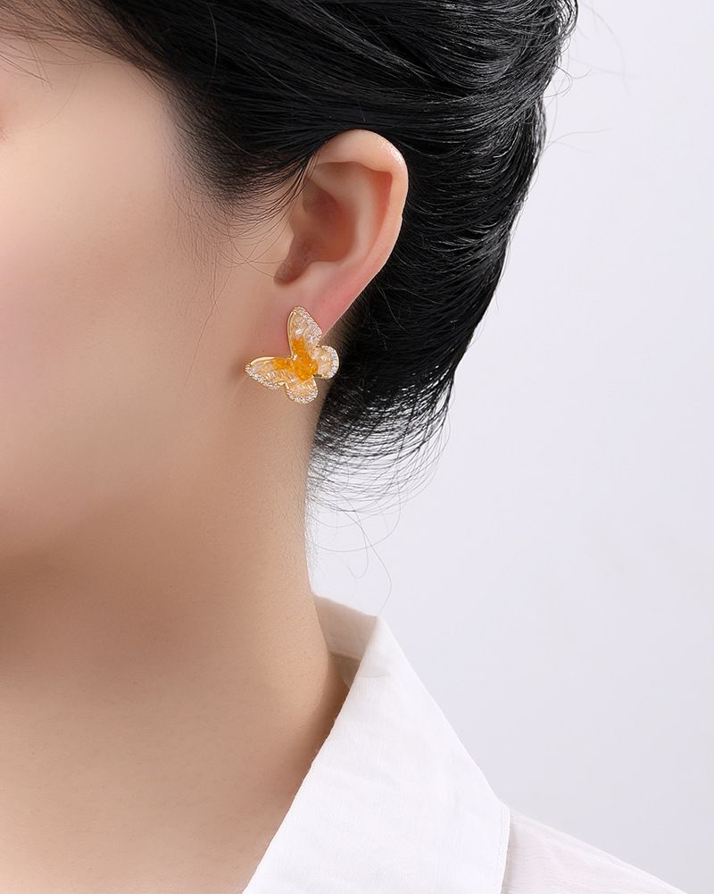 Orecchini da donna con cristalli sfumati a forma di farfalla della foresta, freschi e dolci, super lucidi, di alta qualità_voghion.com