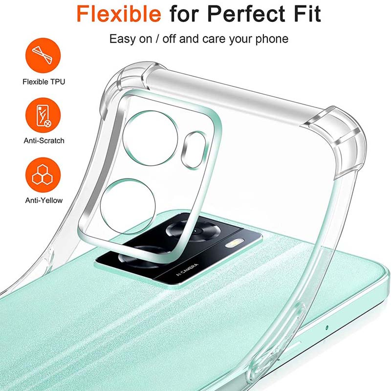 Clear Case For Oppo A57 4G A77 5G A77s A57s A57e Thick Shockproof Soft Silicone Phone Cover for Oppo A94 5G A76 A96 A78 5G A17_voghion.com
