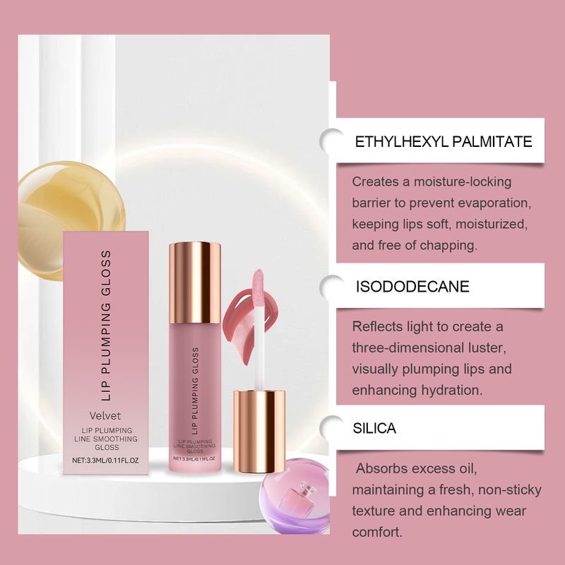 Feuchtigkeitsspendende, sanfte Inhaltsstoffe, tägliche Feuchtigkeitspflege für trockene Lippen, leichte, nicht klebrige Glay-Schmolllippen_voghion.com