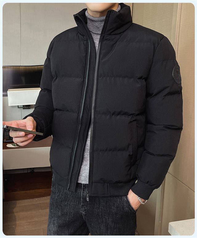 Stehkragen-Baumwolljacke für Herren mit Tigerkopf-Motiv, warme Baumwolljacke für den täglichen Gebrauch im Freien im Herbst und Winter, einfarbig, winddicht_voghion.com
