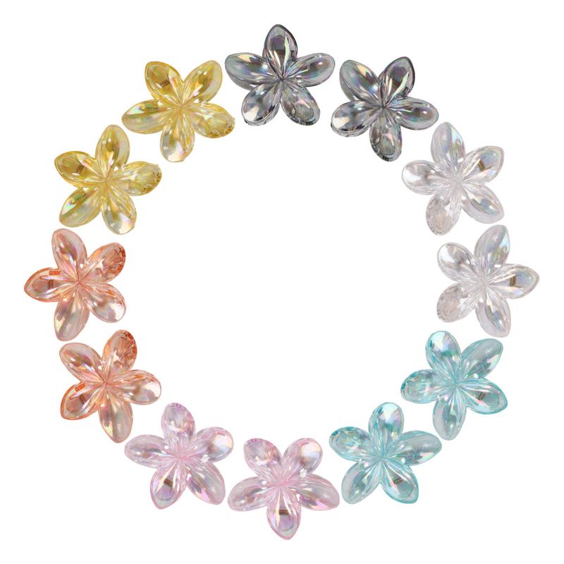 8CM Colorful Transparent Iridescent Plumeria Claw Clip - Unique Beach Vacation Style Laser Bauhinia Updo Clip_voghion.com