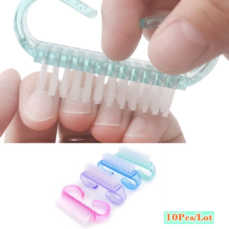 10 tk/partii akrüülküüneharjad 4 värvi küünekunsti maniküüri pediküüri pehme tolmu eemaldamise plastist küüneharjade viilimisriistade komplekt_voghion.com