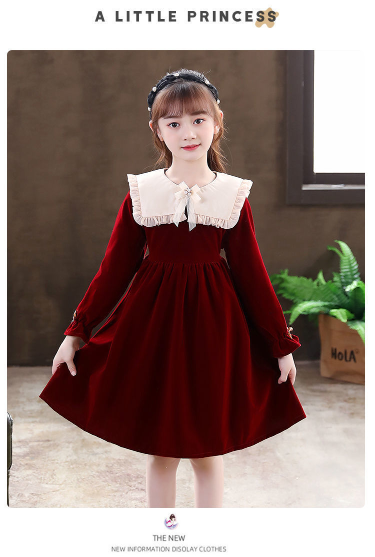 Abito da studentessa Abito primavera autunno e inverno Abito da principessa per bambina Tendenza per l'abito di Capodanno per bambini_voghion.com