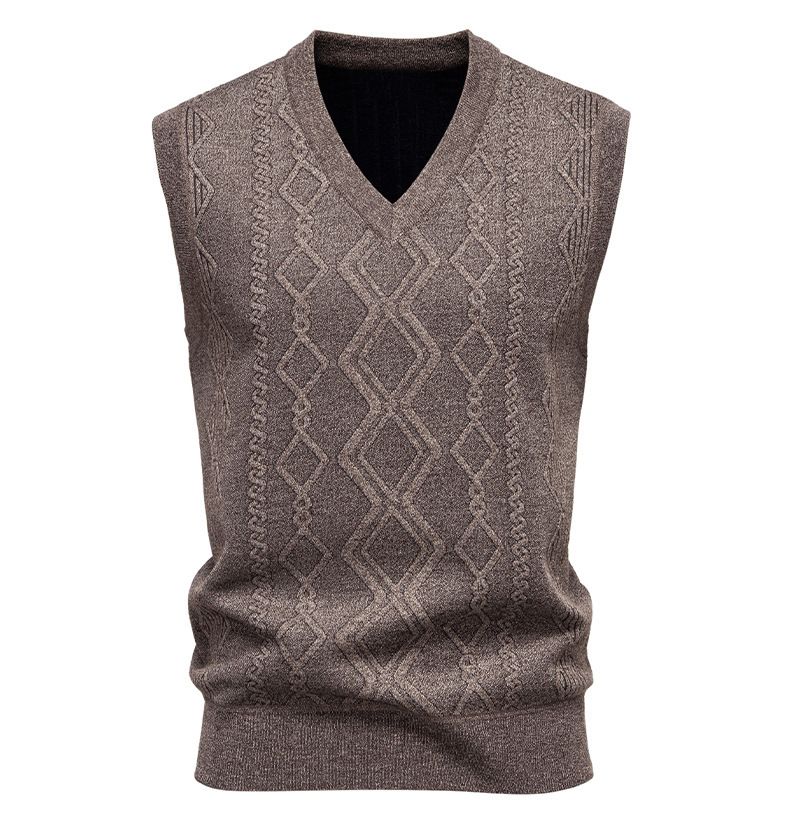 Herrenbekleidung Slim Fit Jacquard Pullover Weste Herren Slim Fit V-Ausschnitt Jacquard Pullover Weste, Strickpullover Ärmelloses Oberteil für Freizeitkleidung (L, XL, XXL)_voghion.com