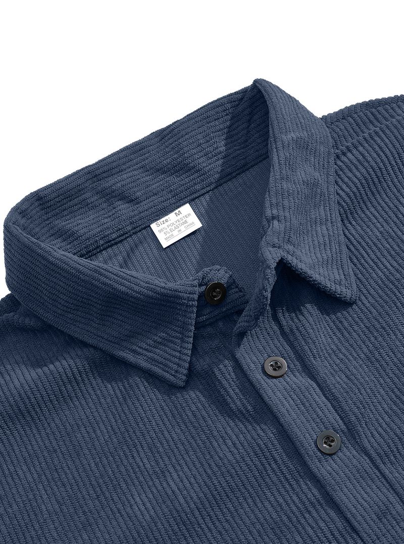 Cord-Poloshirt für Herren – Streetwear-Sweatshirt zum Knöpfen in Grau, Schwarz und mehr Herrenbekleidung_voghion.com