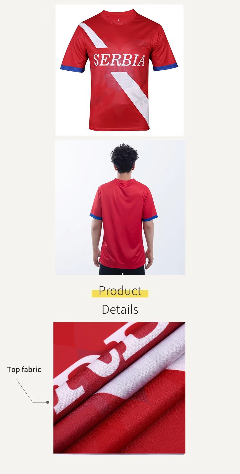 Neues Design Serbien Trikots Bequeme Fußballbekleidung Fußball-Set für Erwachsene 100% Polyester_voghion.com