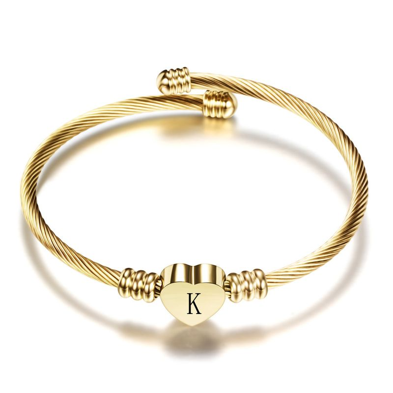 Initial Letter Manchet Armbanden Sier Hart Bangle Armband Voor Vrouwen Engels Alfabet A-Z Meisjes Verjaardag Sieraden_voghion.com