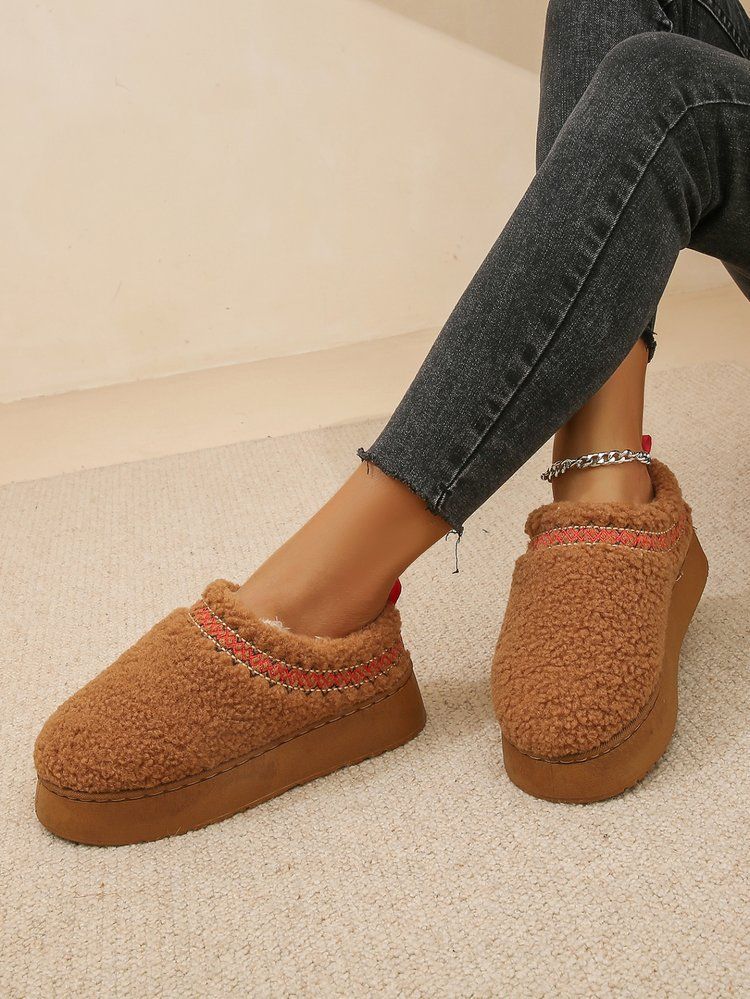 Women's Shoes Thick Soled Slippers For Women, Winter New Warm Fur Snow Boots And Cotton Slippers For Women_voghion.com