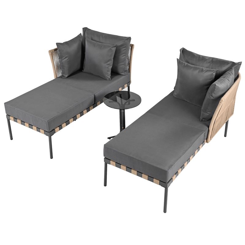 Set divano da giardino, poltrona componibile con divano e 4 bacinelle lavabili, grigio_voghion.com