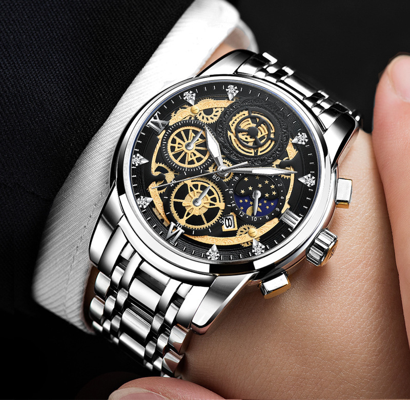 New Sun, Moon And Star Men's Watch Hollow Calendar Tourbillon Quartz Waterproof Watch Men's Watch_voghion.com