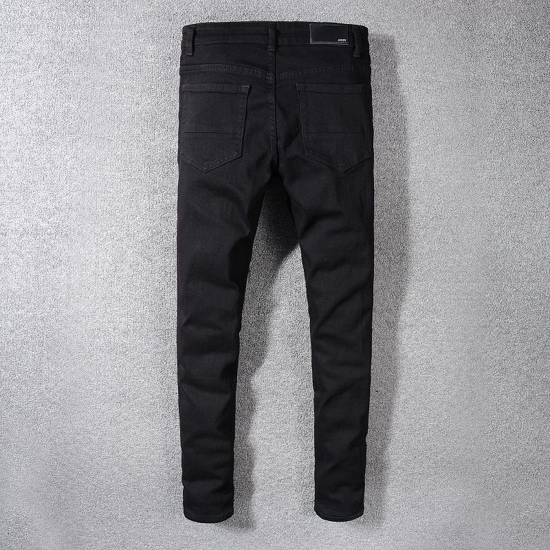 Herrenbekleidung Modemarke Mode Schwarze zerrissene Jeans für Männer Junge Männer Diamantbesetzte elastische schmal geschnittene Röhrenhose Trend_voghion.com