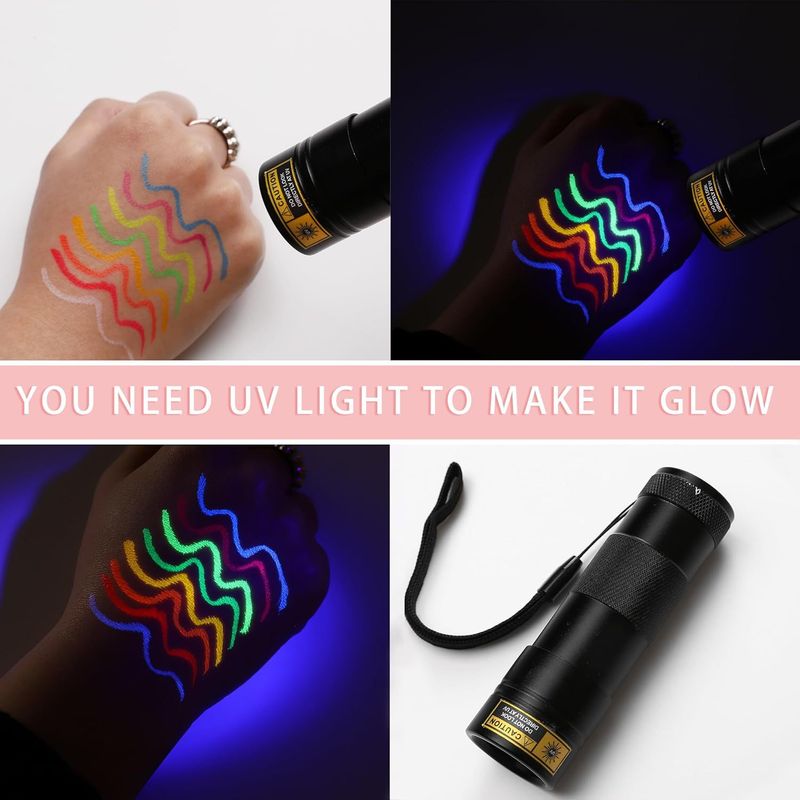 Nieuwe fluorescerende kleurrijke UV-eyeliner, waterdicht, zweetbestendig en langdurig houdende gezichtsverfpen_voghion.com