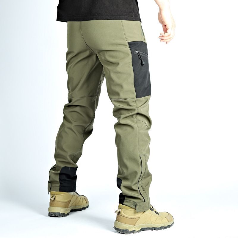 Spodnie taktyczne Rhino 2.0 Soft Shell – spodnie outdoorowe z wieloma kieszeniami i podszewką z polaru (zieleń wojskowa/czarne, S-XXXL)_voghion.com