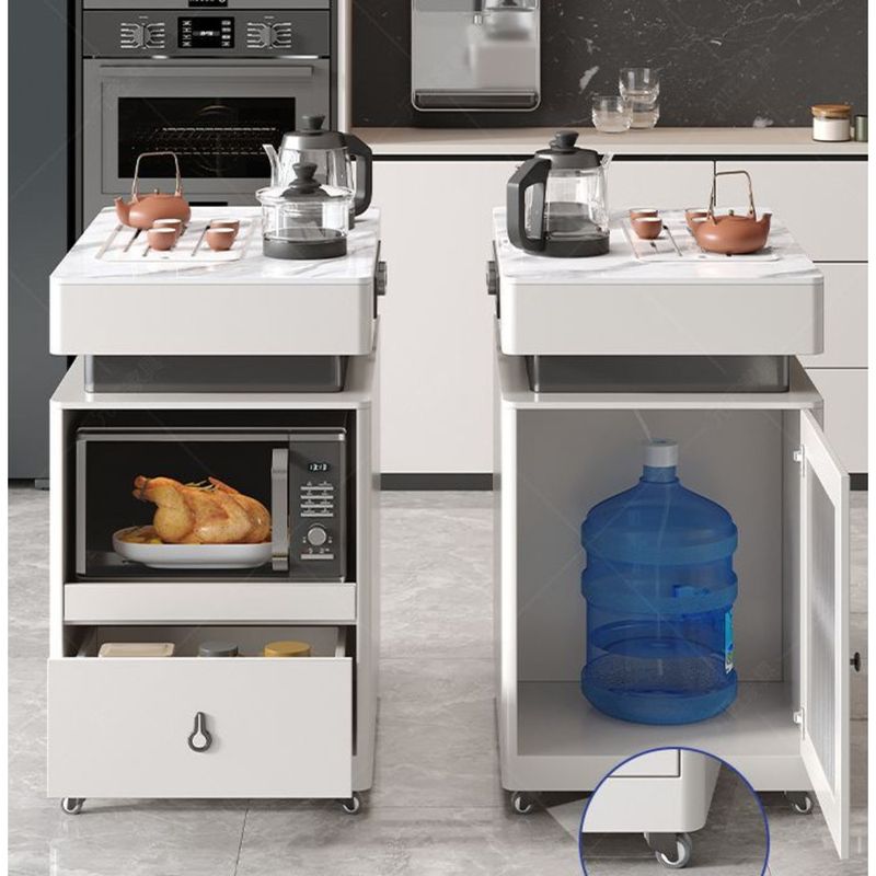 2025 New Model Island Extendable Modern Simple With Tea Brewing Induction Cooker Light Luxury Rock Board Dining Table_voghion.com