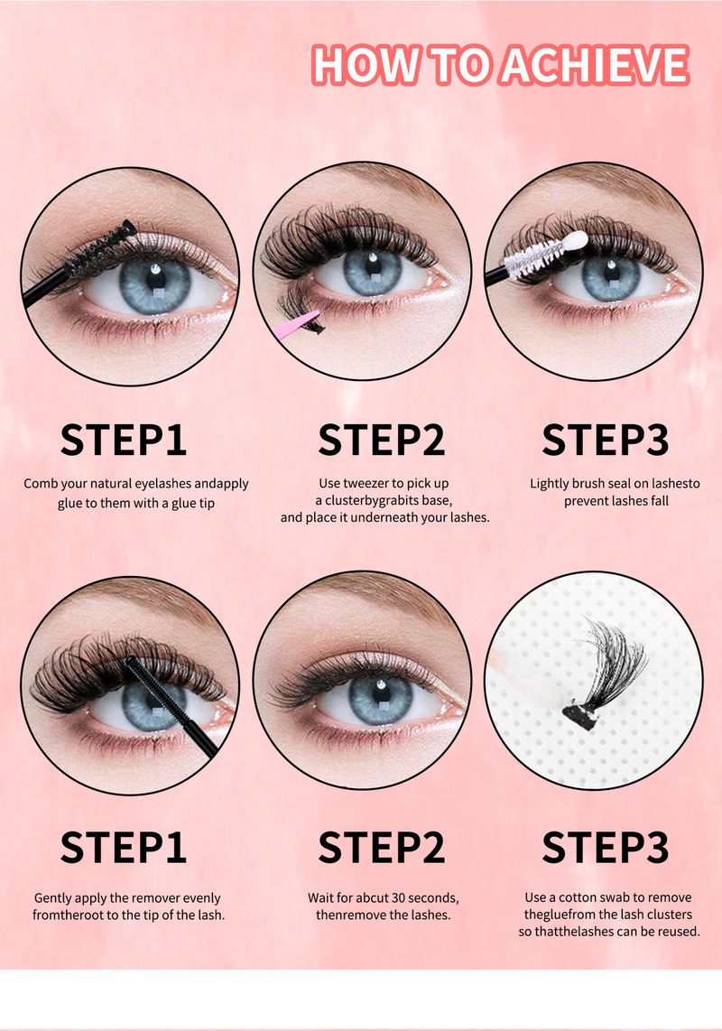 Bestseller-Wimpernbuch 30D/40D Dicke Einzelwimpernbüschel - 640 Büschel in Abschnitten, falsche Wimpern - D-Curl, natürliche, flauschige DIY-Wimpern_voghion.com