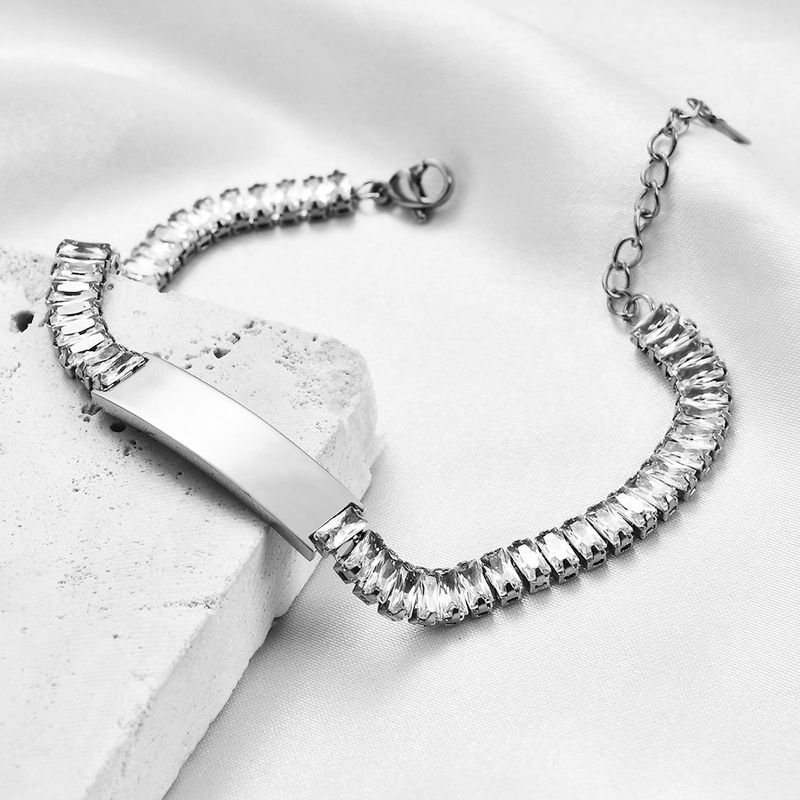 Damenschmuck Edelstahl 9MM Glattes Lasergraviertes Paararmband mit Zirkon - Minimalistisches geometrisches Design für Jahrestag, Reisegeschenk_voghion.com