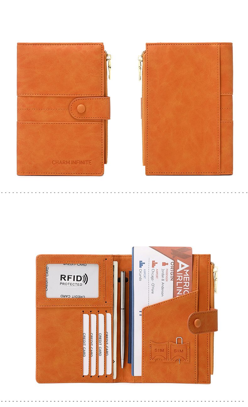 RFID-blockierende Reisepasshülle mit Reißverschluss – Multifunktionale Dokumentenmappe aus PU-Leder für den täglichen Gebrauch_voghion.com