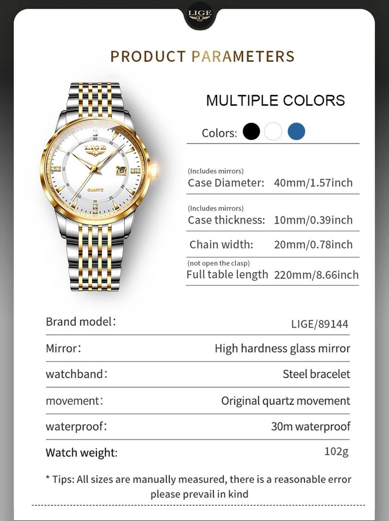 Men's Business Watch With Date Function, Water Resistant, Stainless Steel Band, Mineral Crystal Glass, Quartz Movement_voghion.com