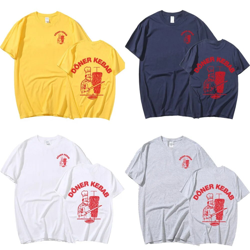 Döner Kebab T-Shirt Lustiges Grafik-T-Shirt Herren Baumwolle Übergroße Kurzarm-T-Shirts Gothic Haruku Sommer Unisex_voghion.com